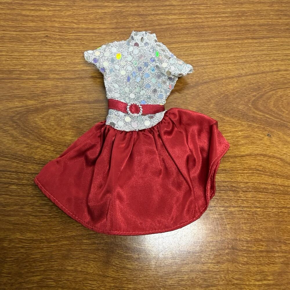 Mattel Barbie Doll Red and Silver Holiday Party Dress